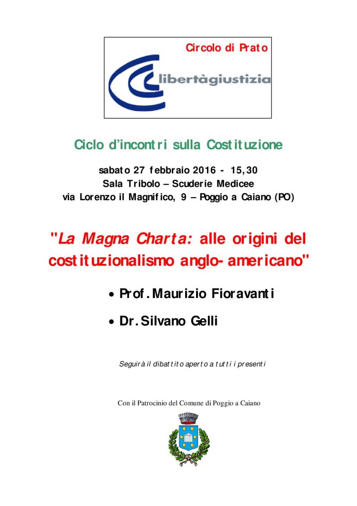 La Magna Charta - Alle origini del costituzionalismo anglo-americano 27.02.2016-page-001